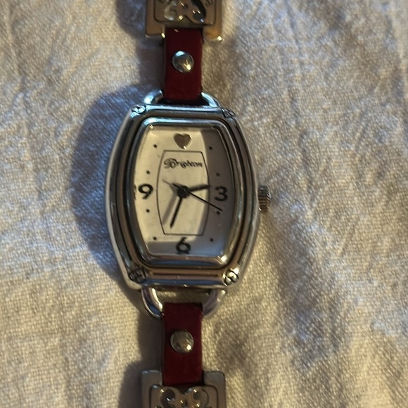 Brighton “Bismark” Dark Red & Silver Watch- Needs Battery- Beautiful Watch w/Tin main image 8